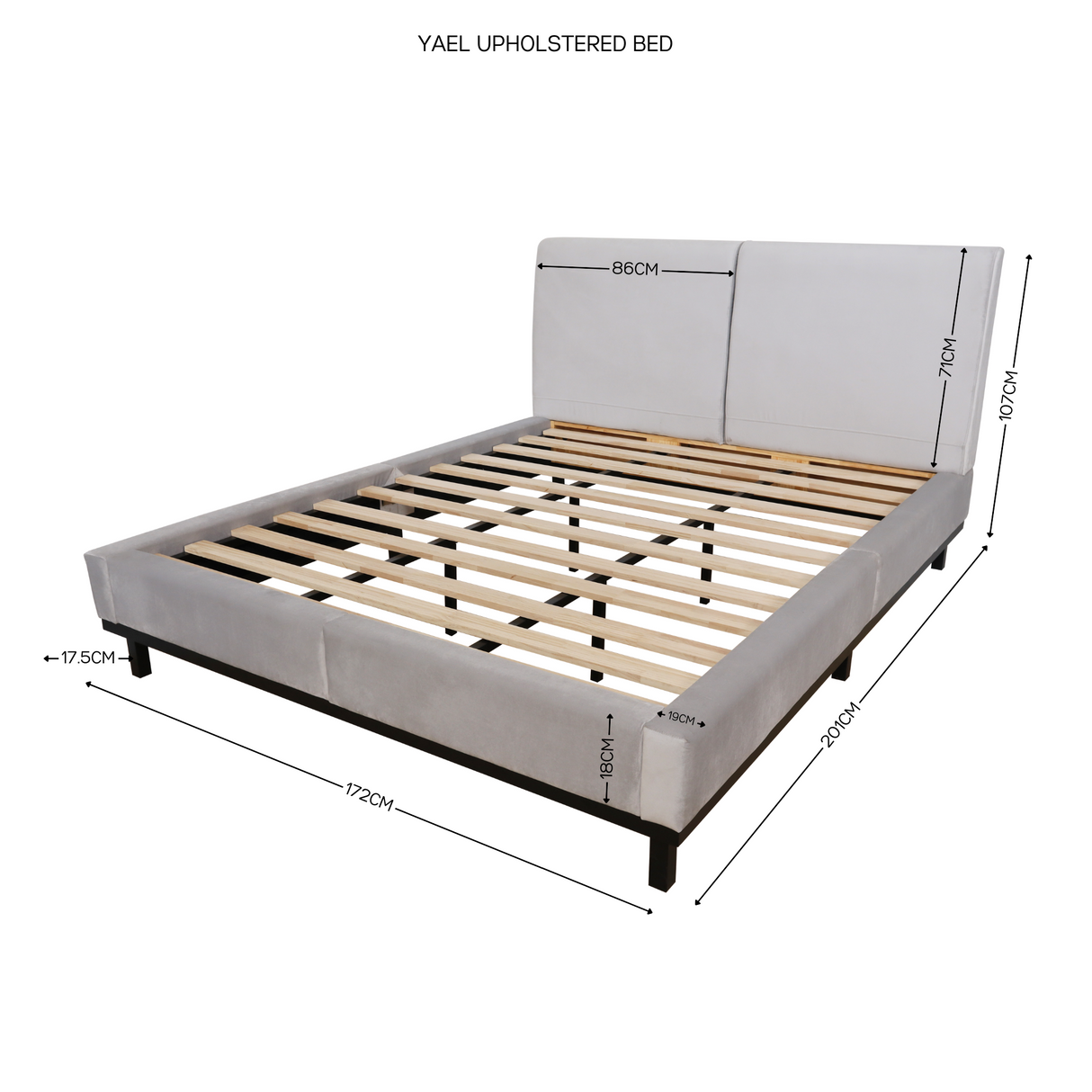 YAEL Upholstered Bed frame Furnigo