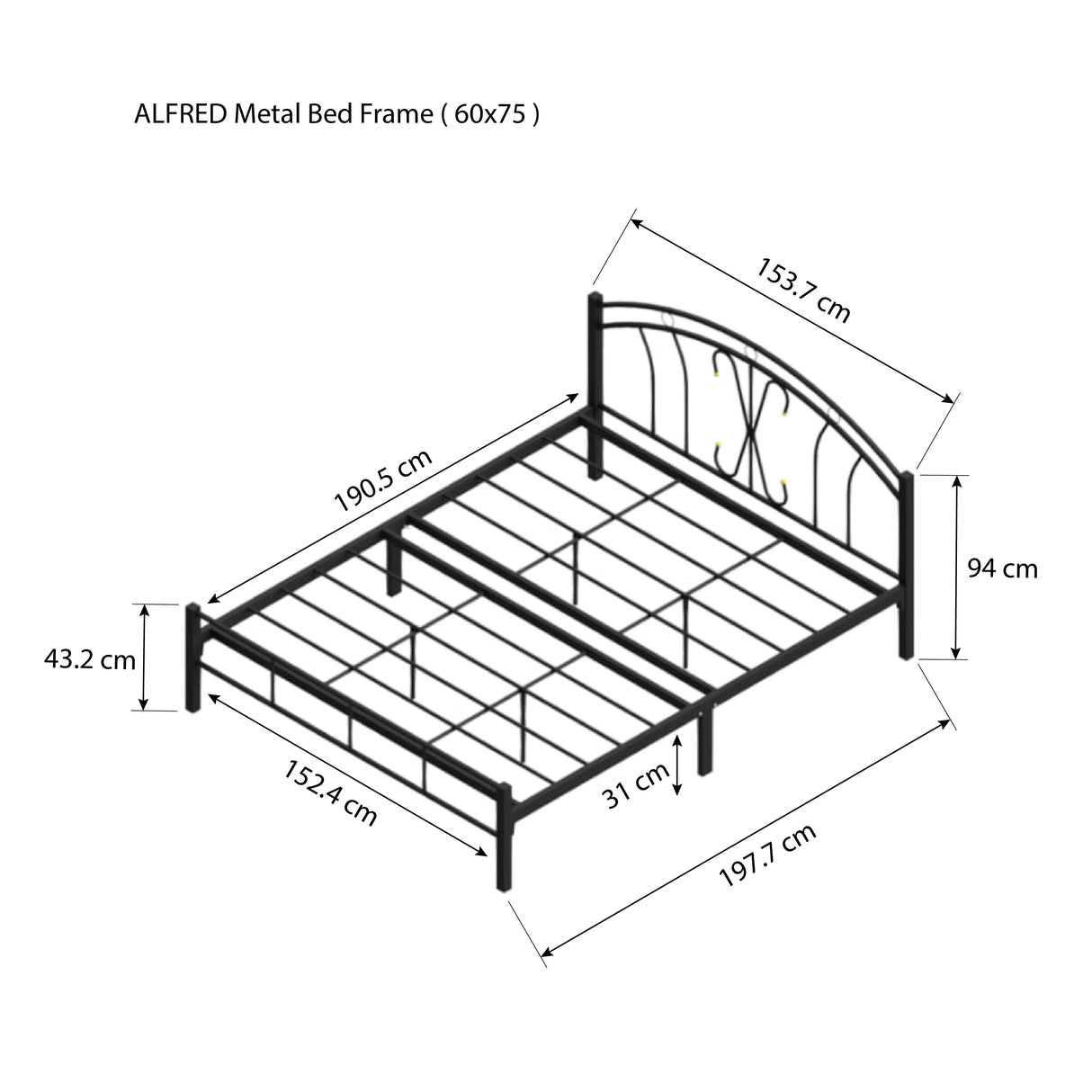ALFRED Metal Bed Frame Affordahome