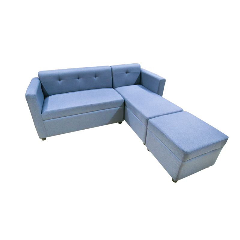 MELO Mini L-Shape Fabric Sofa with Ottoman Affordahome