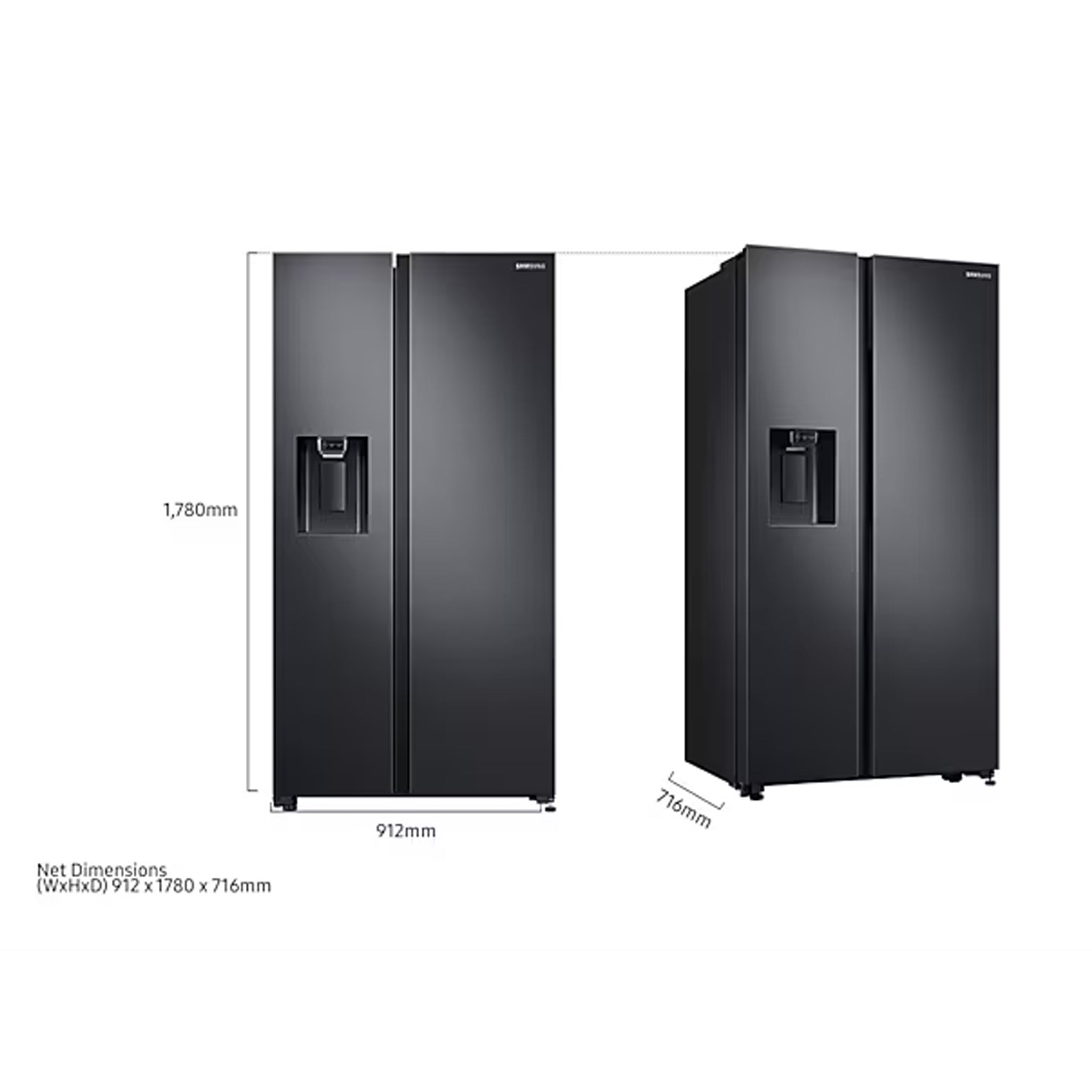 SAMSUNG RS64R5301B4 23.9 cu.ft Side by Side Refrigerator Samsung