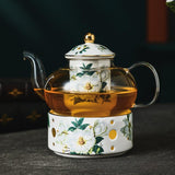 CUPURA Ivo - CCS39 Luxury Bone China Tea Cup Set with Saucer Spoon and Strainer Floral Design Light Luxury European Style Gift Box Set Bohemian Powder Blue Classical Blue Rose Angel