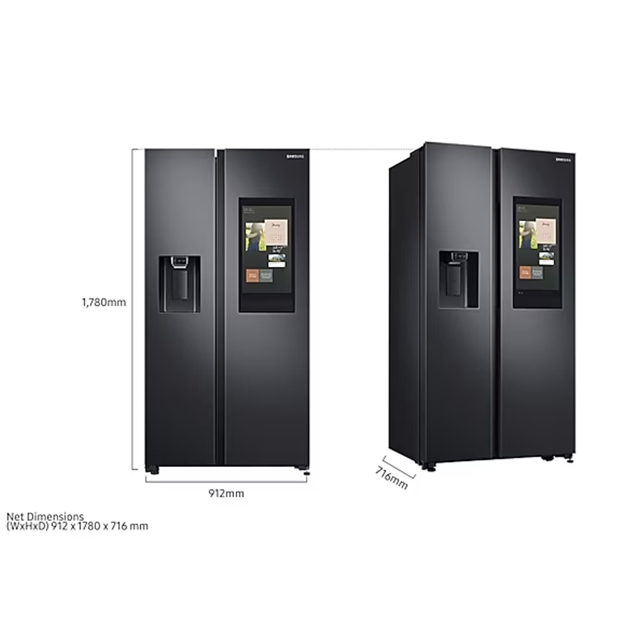 SAMSUNG RS64T5F01B4 23.2 cu.ft Family Hub Side By Side with Smart Things Connectivity Refrigerator Samsung