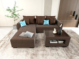 ANGELO Fabric Sofa Set with Ottoman and Glass Top Table Furnigo