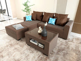 ANGELO Fabric Sofa Set with Ottoman and Glass Top Table Furnigo