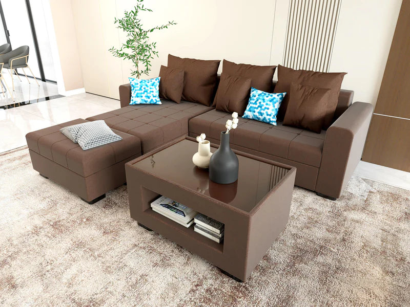 Angelo L-shape Sofa Set with Center Table Furnigo