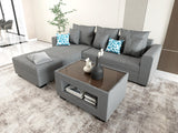 ANGELO Fabric Sofa Set with Ottoman and Glass Top Table Furnigo