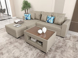 ANGELO Fabric Sofa Set with Ottoman and Glass Top Table Furnigo