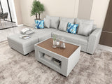 ANGELO Fabric Sofa Set with Ottoman and Glass Top Table Furnigo