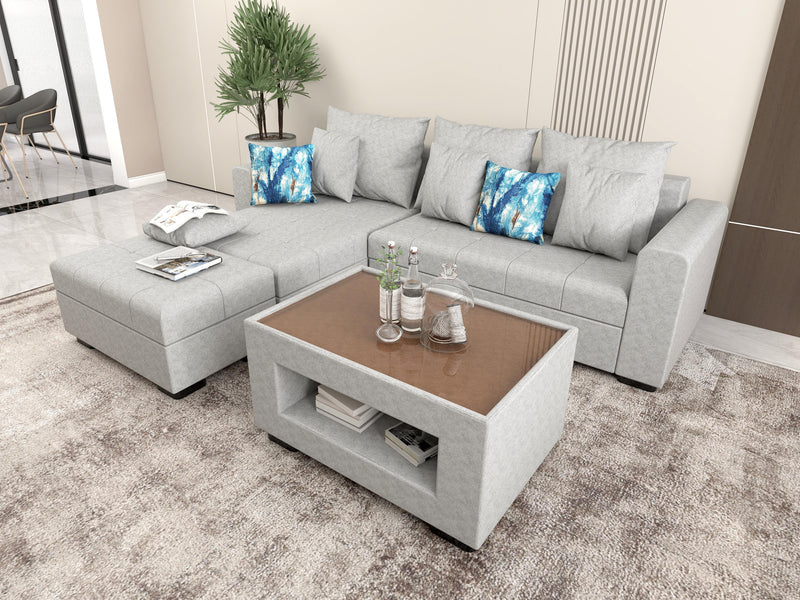 Angelo L-shape Sofa Set with Center Table Furnigo