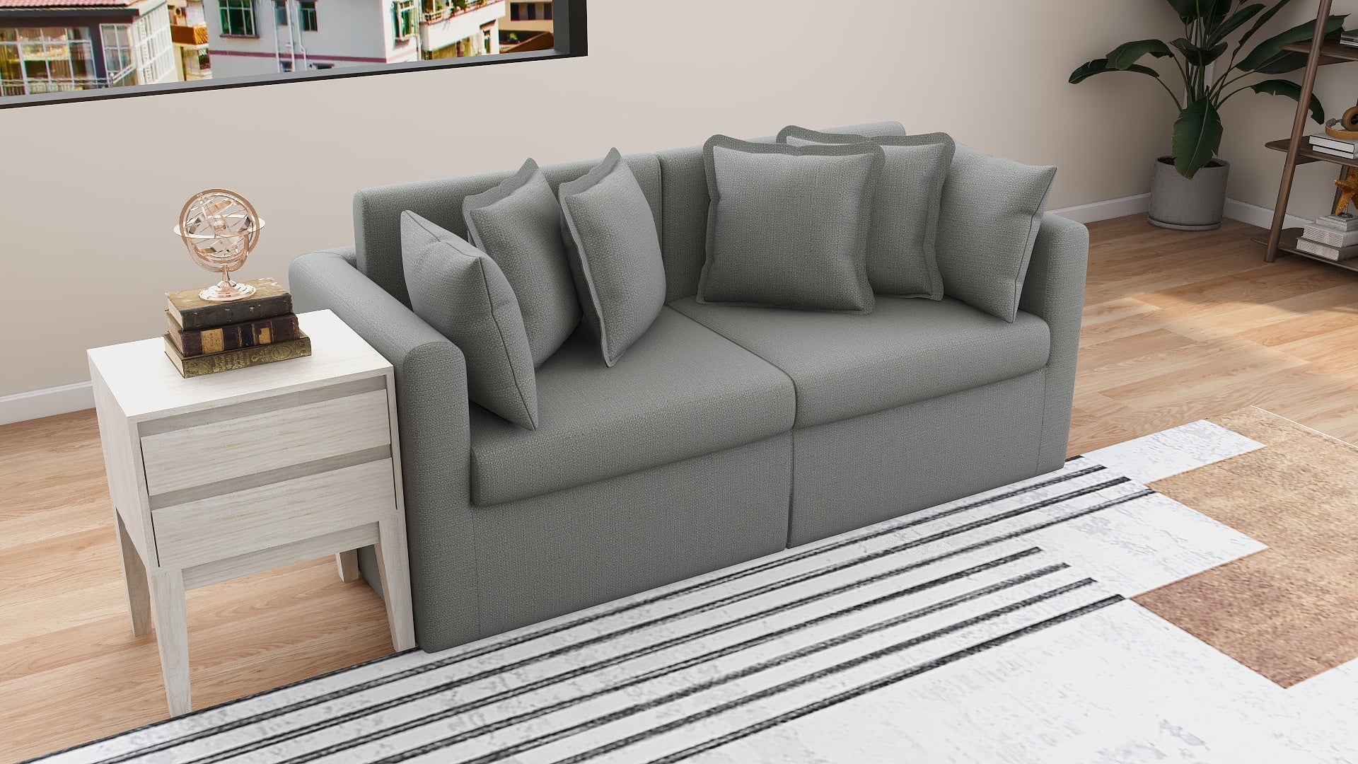 ALGIA 3-Seater Fabric Sofa AF Home