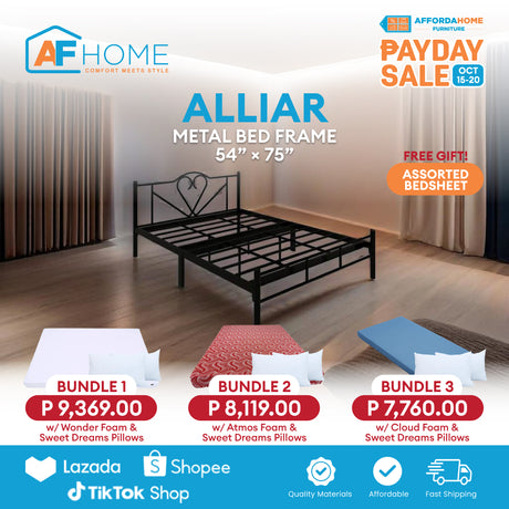 ALLIAR Metal Bed Frame | FREE ASSORTED BEDSHEET | Payday Sale Affordahome