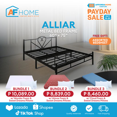 ALLIAR Metal Bed Frame | FREE ASSORTED BEDSHEET | Payday Sale Affordahome