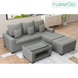 ANGELO Fabric Sofa Set with Ottoman and Glass Top Table Furnigo