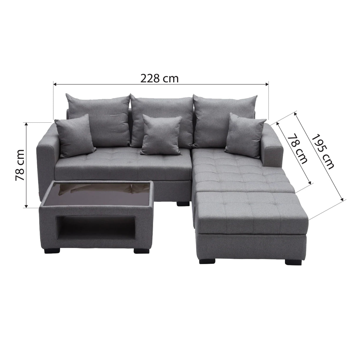 Angelo L-shape Sofa Set with Center Table Furnigo