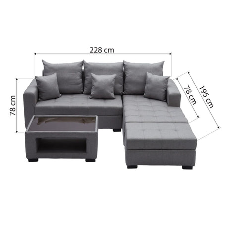 Angelo L-shape Sofa Set with Center Table Furnigo