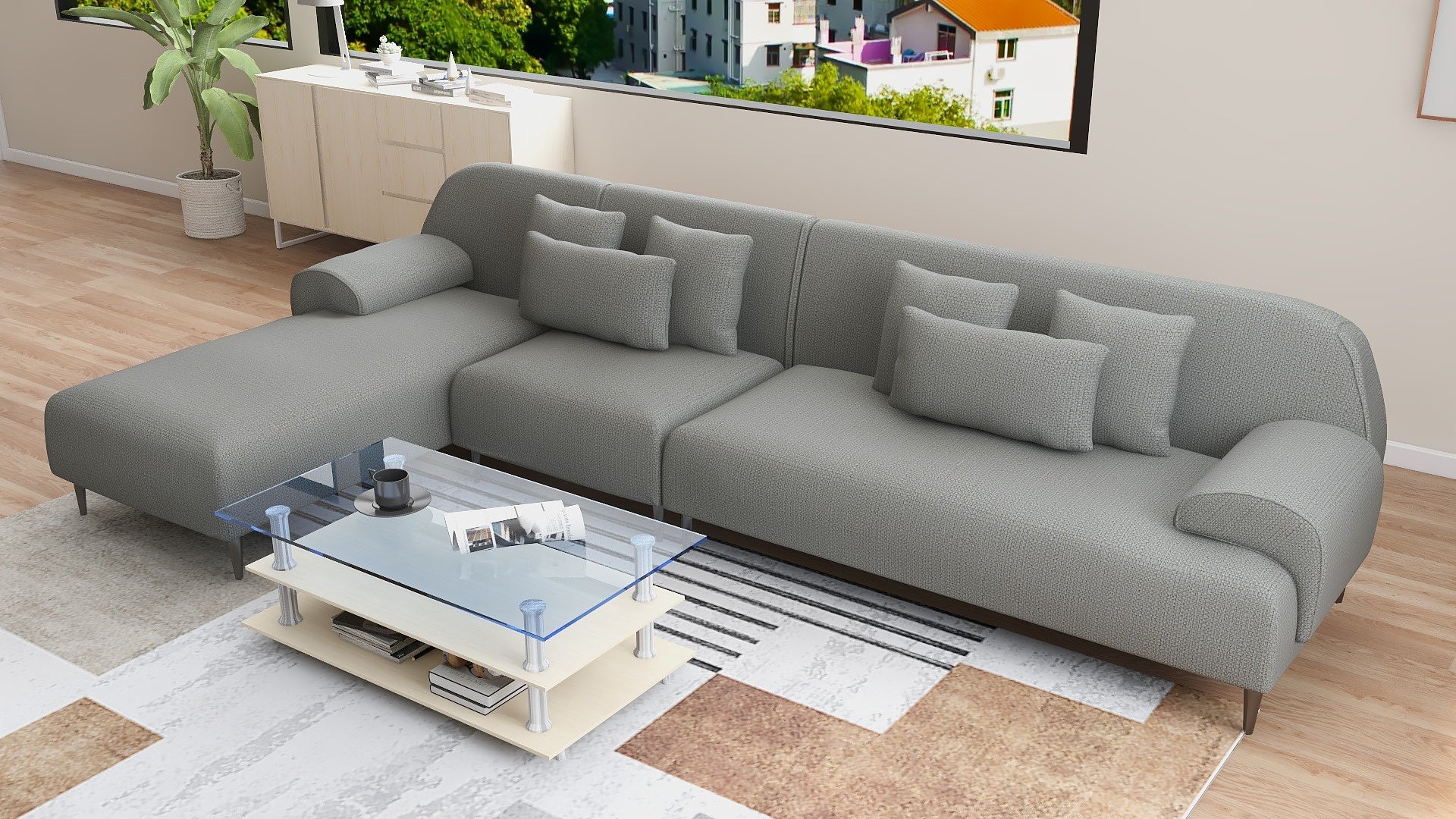 ARDEN L-Shape Fabric Sofa AF Home