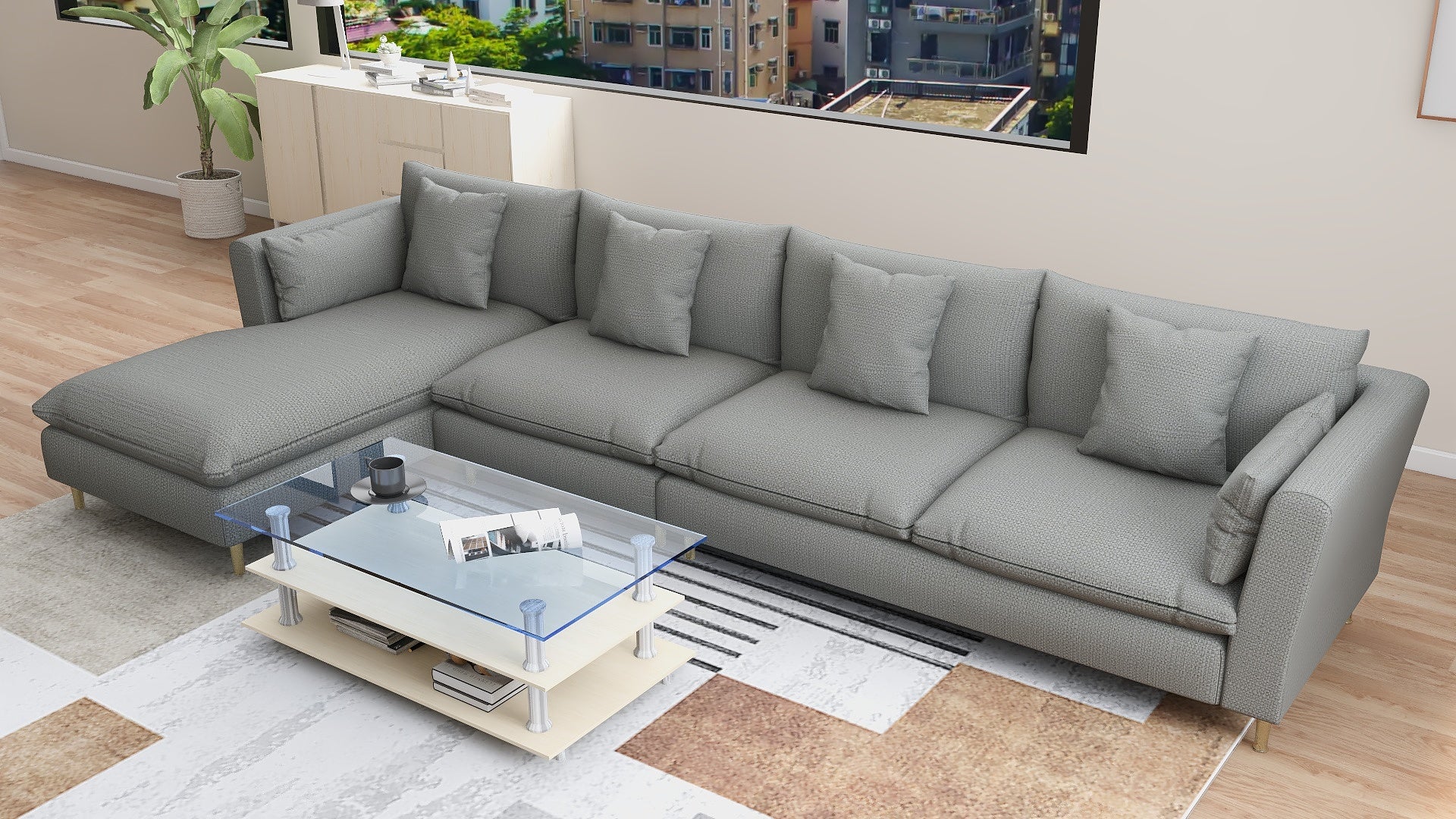 ARMANI L-Shape Fabric Sofa AF Home