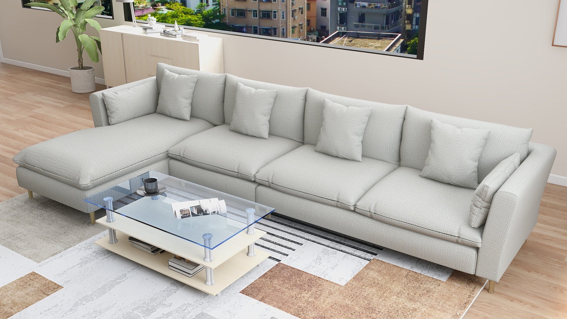 ARMANI L-Shape Fabric Sofa AF Home