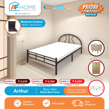 ARTHUR METAL BED FRAME + CHOOSE FROM THESE AWESOME BUNDLES | FREE BACKREST CUSHION | PAYDAY POWER DEALS Affordahome