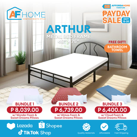 ARTHUR Metal Bed Frame | FREE BATHROOM TOWEL | Payday Sale Affordahome