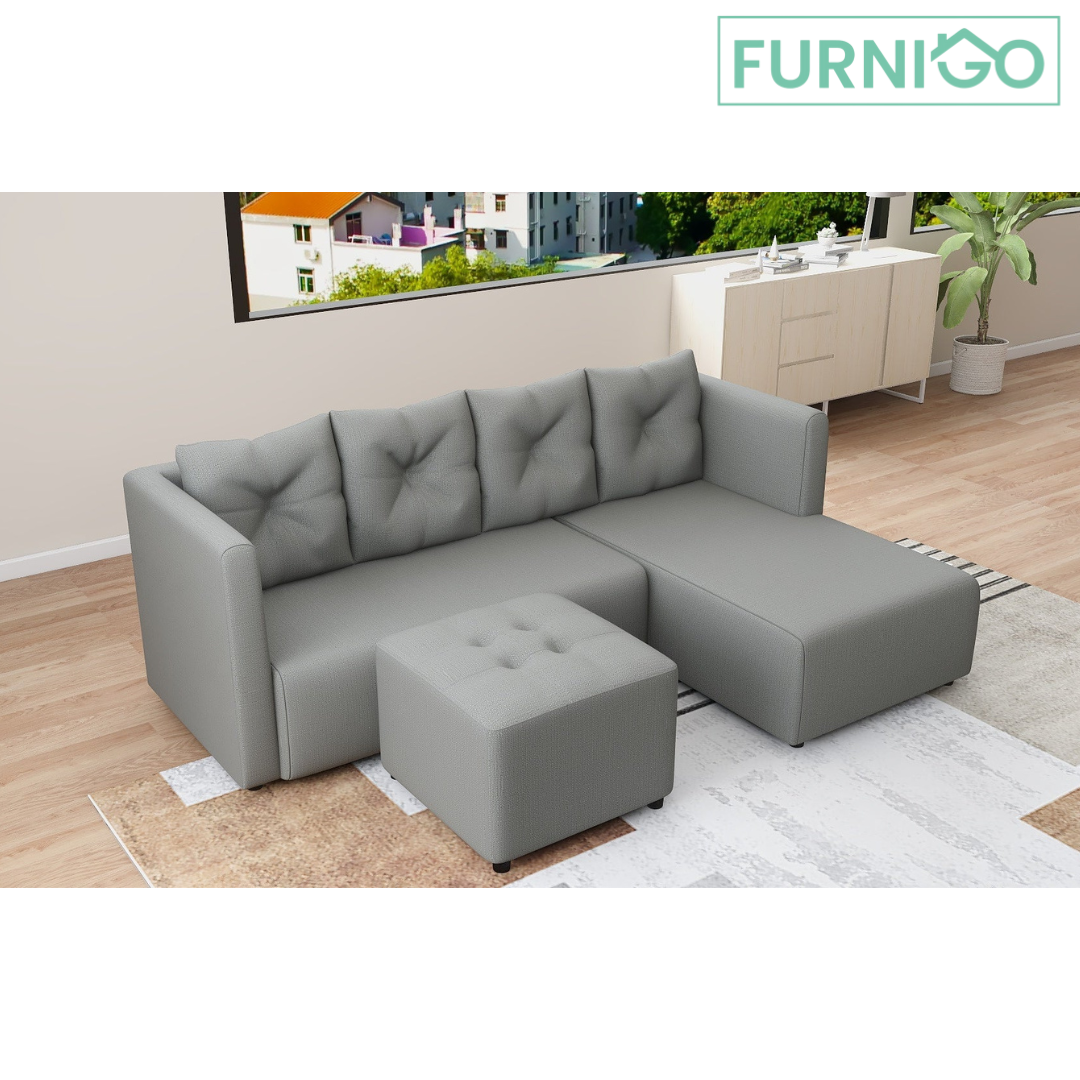 AUDREY L Shape Fabric Sofa Furnigo