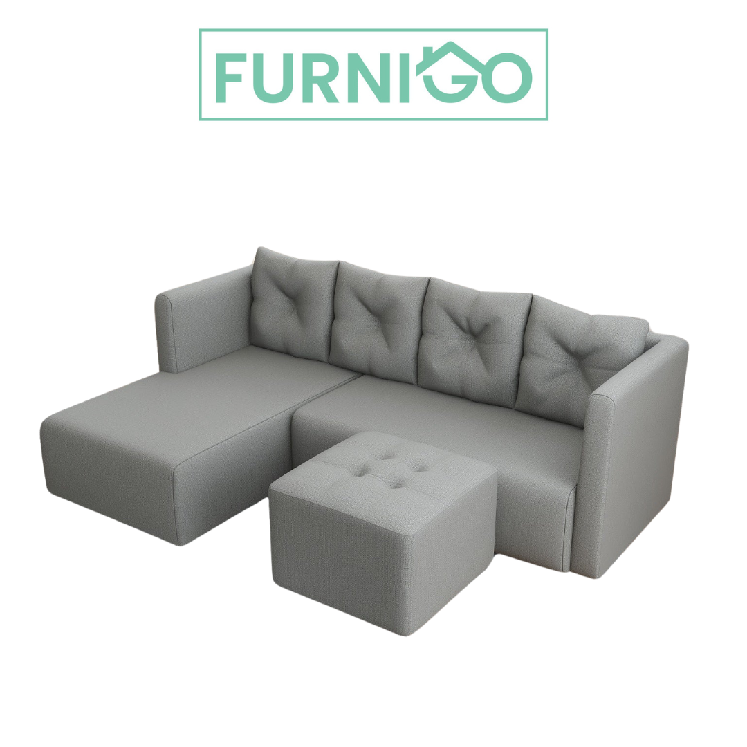AUDREY L Shape Fabric Sofa Furnigo