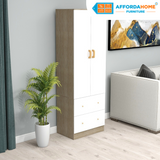 Bret 2 Door Wardrobe with Drawer Affordahome