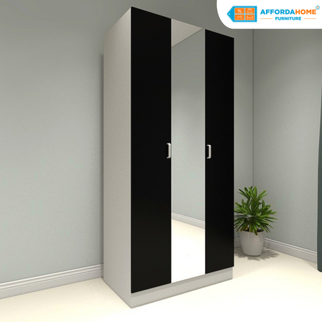 CARLTON Wardrobe with 3 mirror panel Affordahome