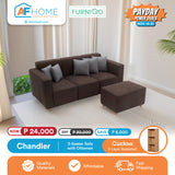 CHANDLER | 3 SEATER SOFA WITH OTTOMAN | FREE CUCKOO 3 LAYER BOOKSHELF | PAYDAY POWER DEALS Furnigo