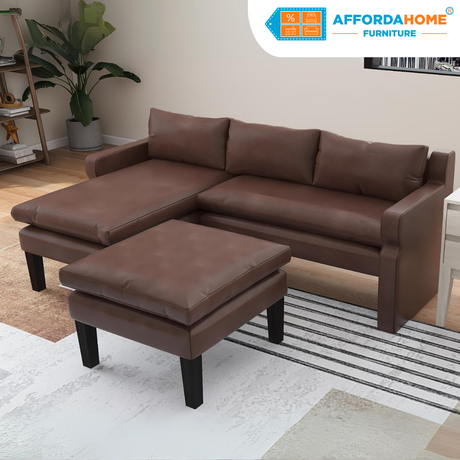 CHOLO L-Shape Sofa with Ottoman Affordahome