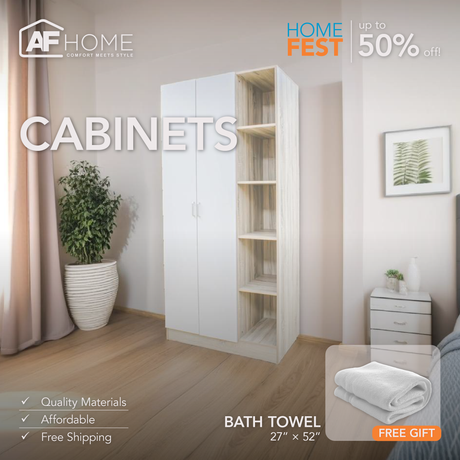 CARLTON Wardrobe 4 Door with 2 mirrors | FREE BATH TOWEL 27"X52" | HOM FEST Affordahome