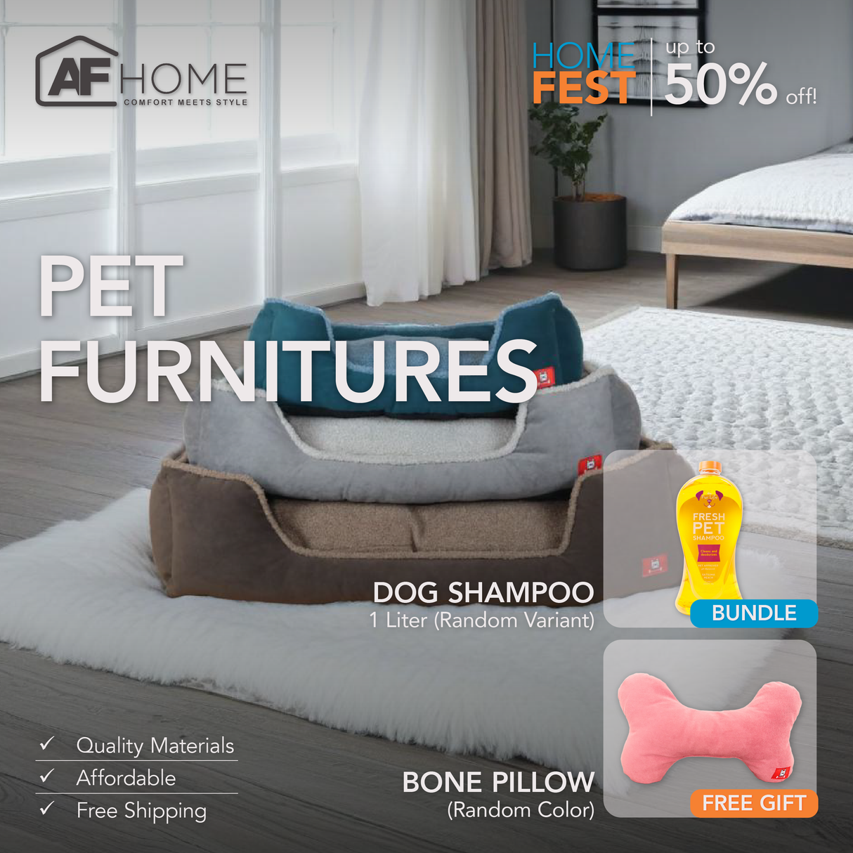 MALIK Pet Bed with Steps + DOG SHAMPOO 1 Liter | FREE BONE PILLOW | HOME FEST Mr. Chuck Pet Store