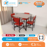 CROSS | 4 SEATER DINING SET | FREE ROUND MINERAL WATER STAND 2 LAYERS | PAYDAY POWER DEALS Affordahome