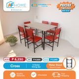 CROSS | 6 SEATER DINING SET | FREE ROUND MINERAL WATER STAND 3 LAYERS | PAYDAY POWER DEALS Affordahome