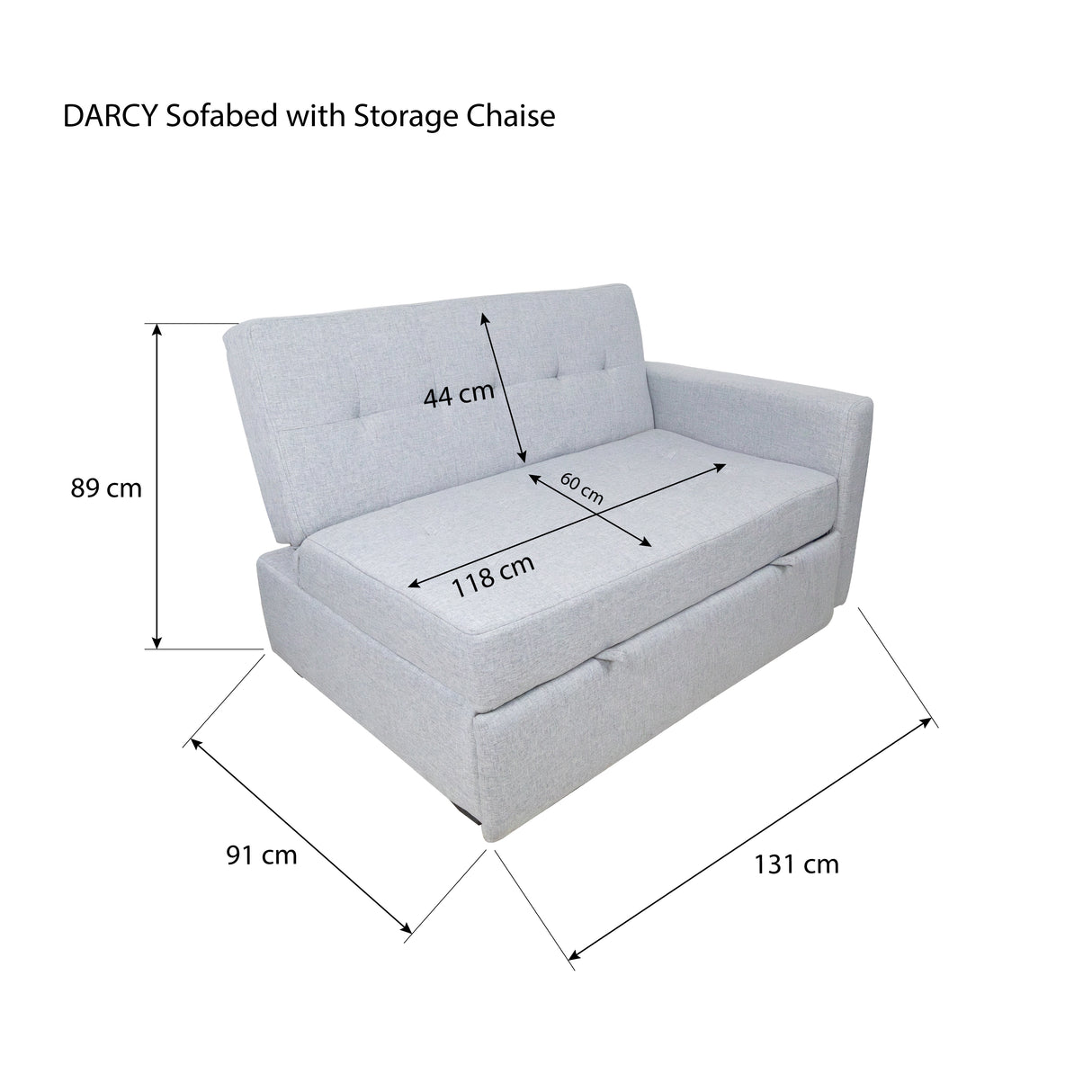DARCY Sofabed with Storage Chaise Furnigo