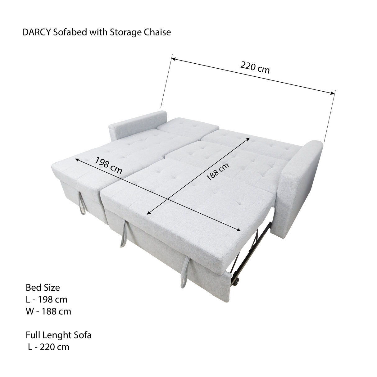 DARCY Sofabed with Storage Chaise Furnigo
