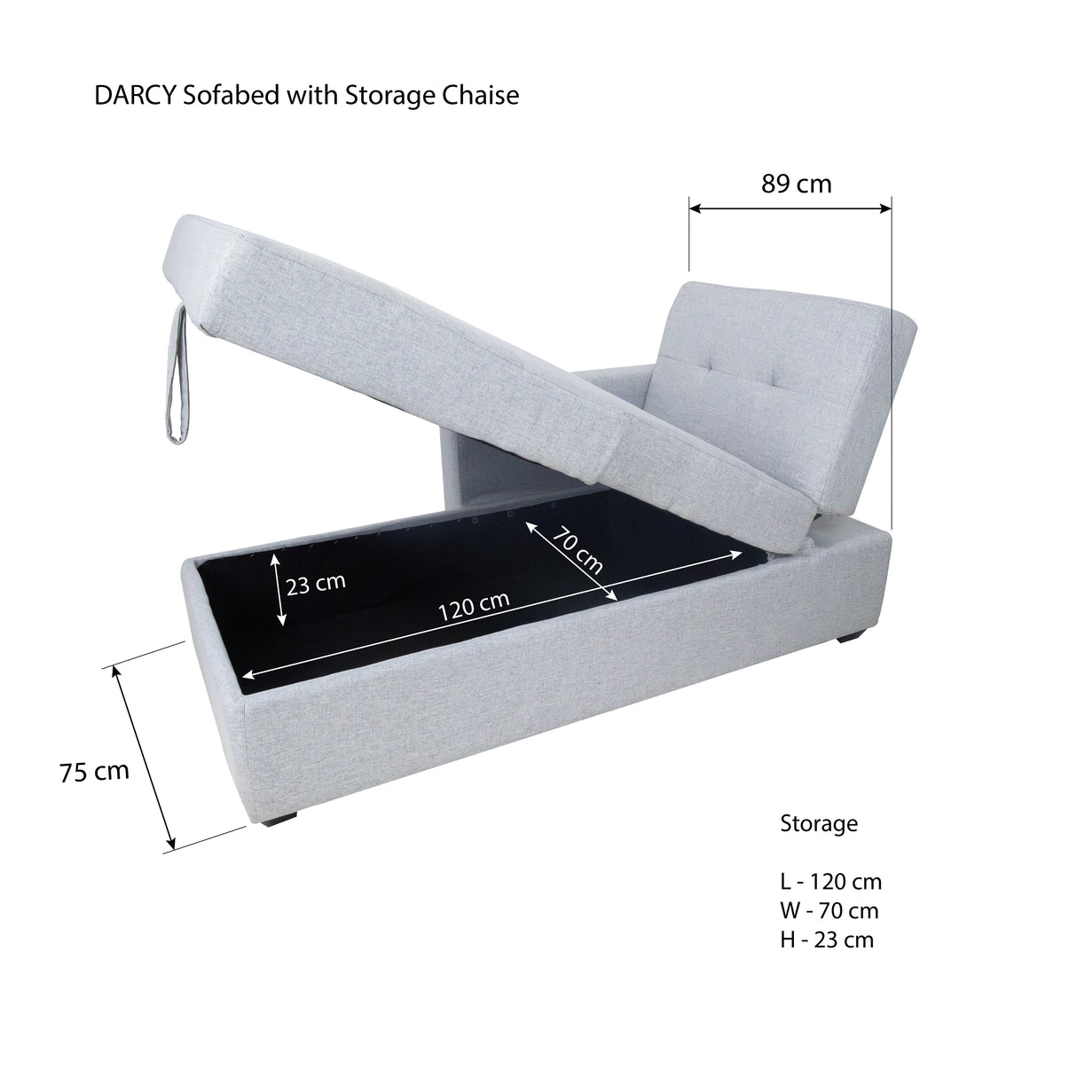 DARCY Sofabed with Storage Chaise Furnigo
