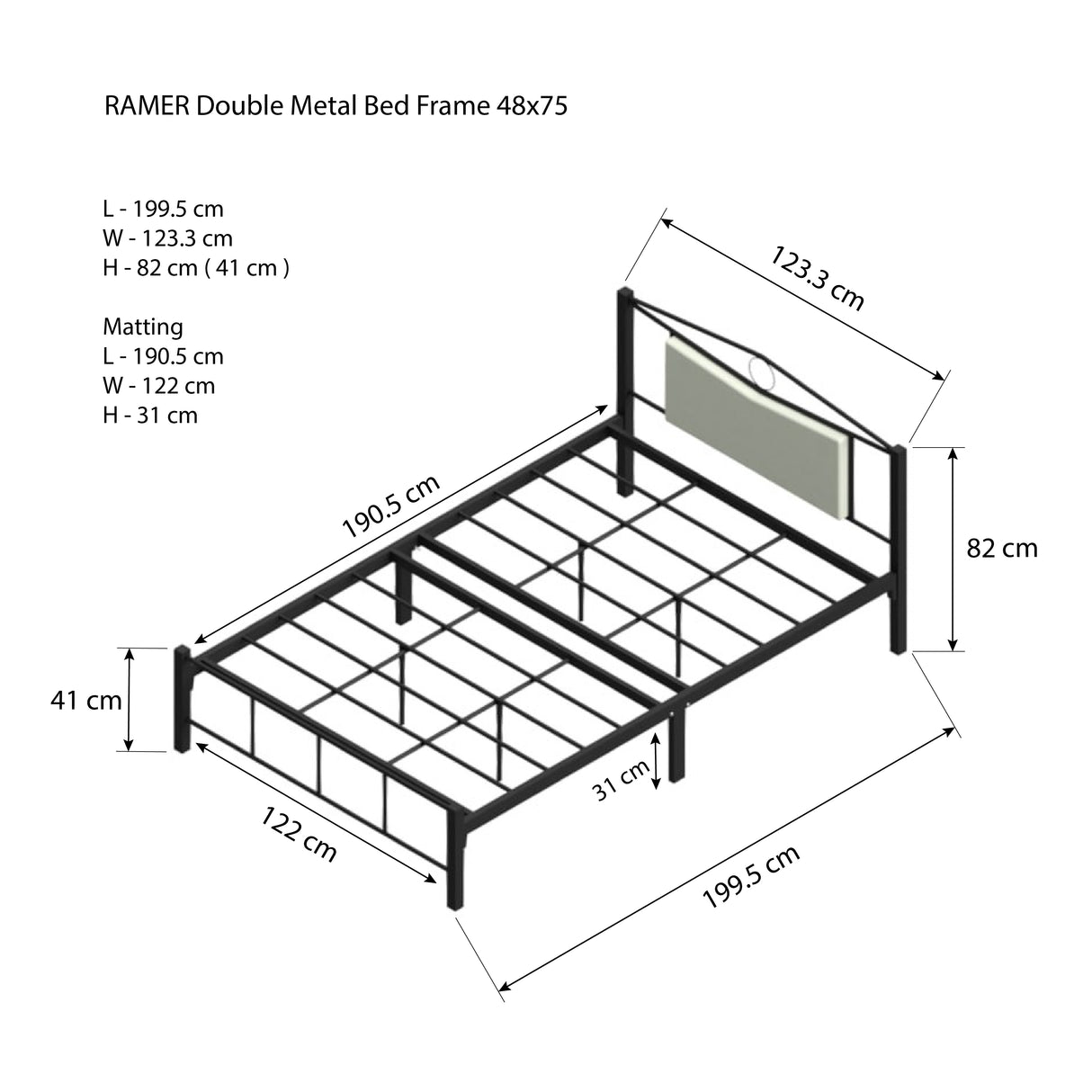 RAMER Metal Bed Frame Affordahome