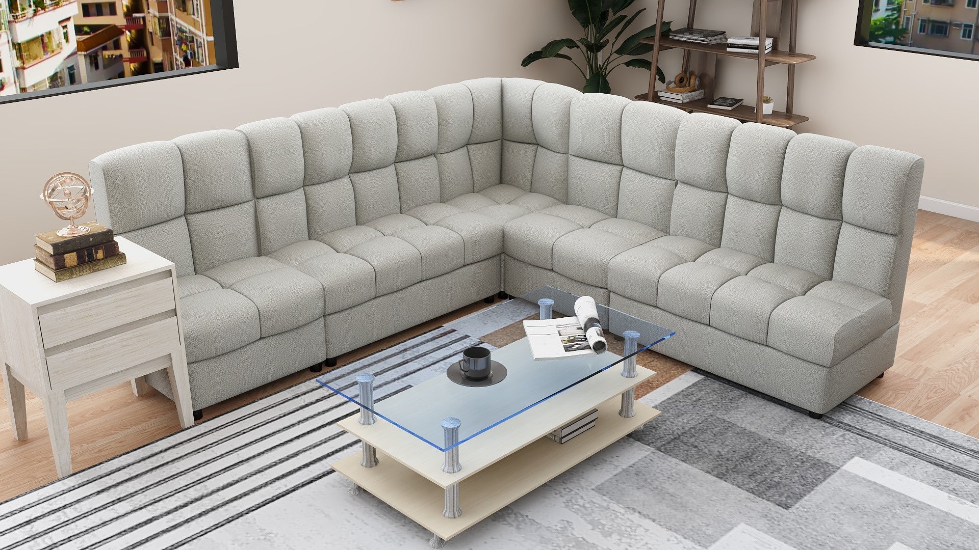 EL GRANDE L-Shape Fabric Sofa AF Home