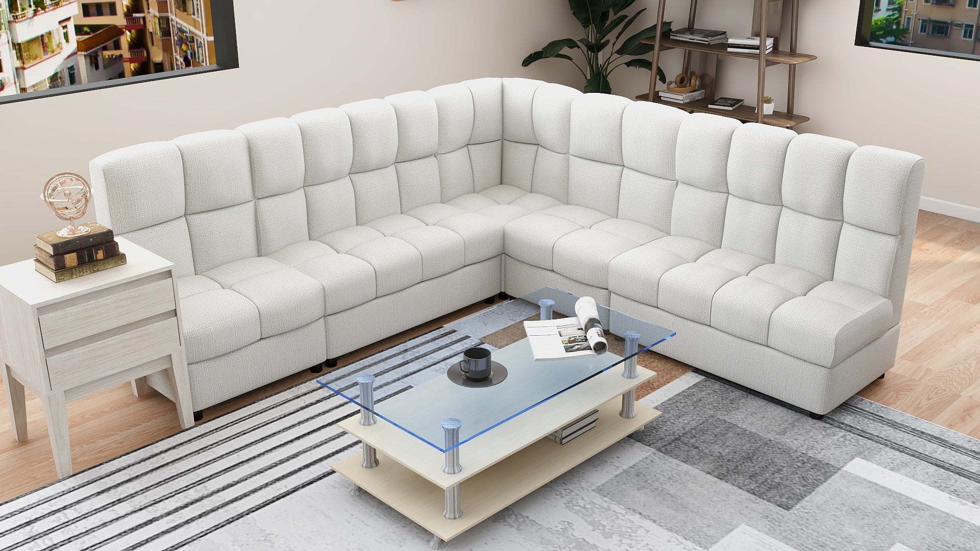 EL GRANDE L Shape Fabric Sofa