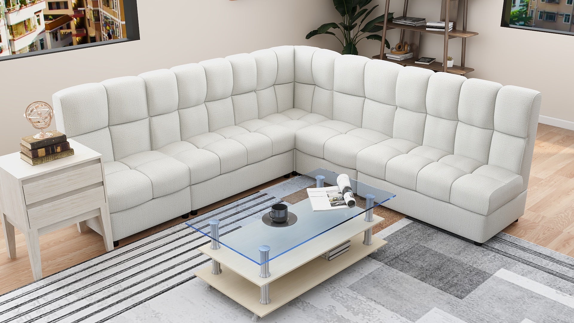 EL GRANDE L-Shape Fabric Sofa AF Home