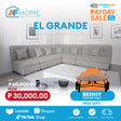 EL GRANDE L-Shape Fabric Sofa | FREE BENNY CENTER TABLE | Payday Sale Furnigo