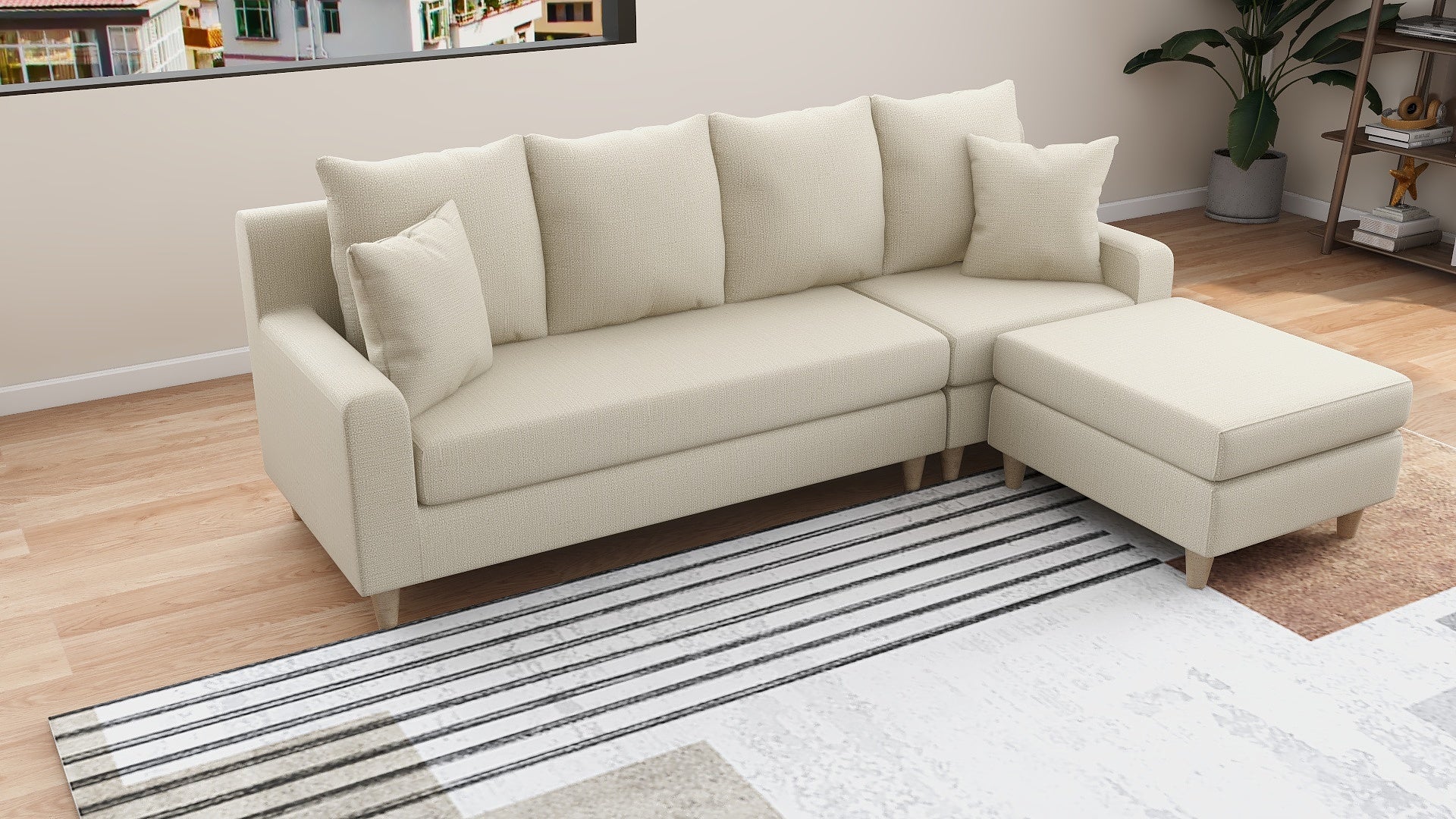 ERICH Modular L-Shape Fabric Sofa AF Home