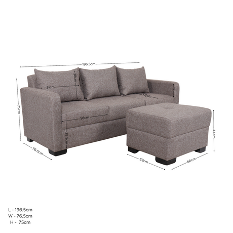 FRANCO Fabric Sofa with Ottoman Furnigo