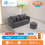 FALLON | 2 SEATER SOFA WITH OTTOMAN | FREE CUCKOO 3 LAYER BOOKSHELF | PAYDAY POWER DEALS Furnigo