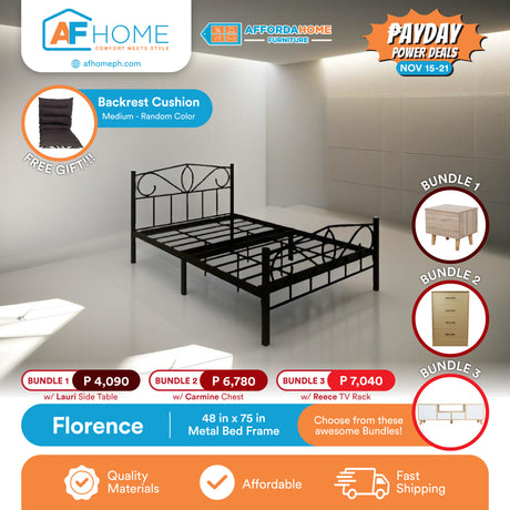 FLORENCE METAL BED FRAME + CHOOSE FROM THESE AWESOME BUNDLES | FREE BACKREST CUSHION | PAYDAY POWER DEALS Affordahome