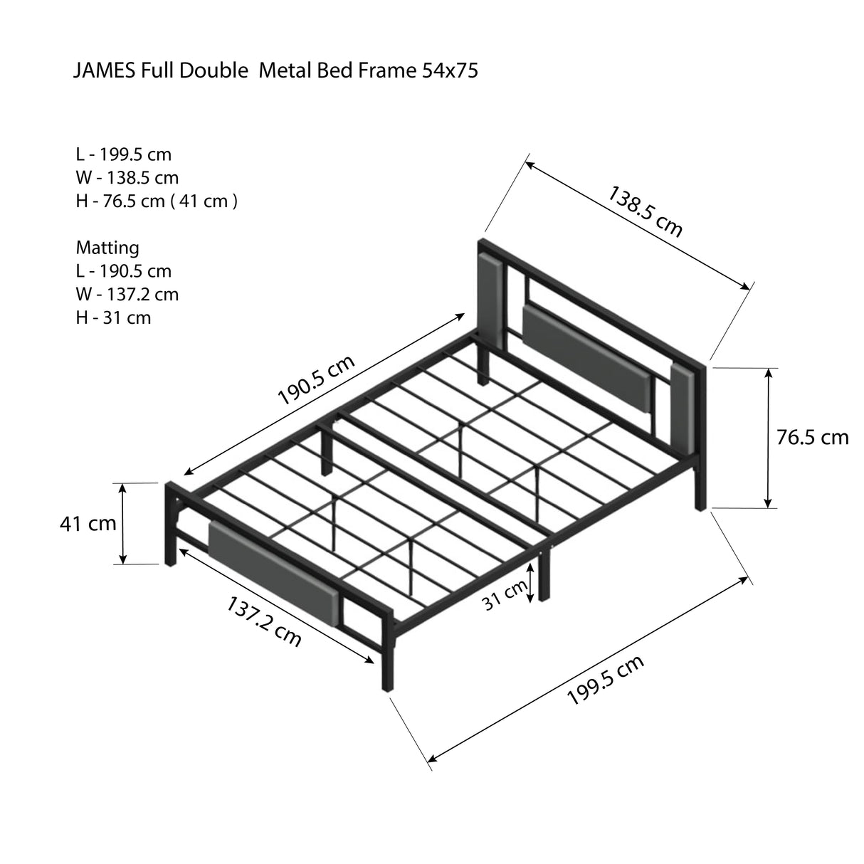JAMES Single Metal Bed Frame Affordahome