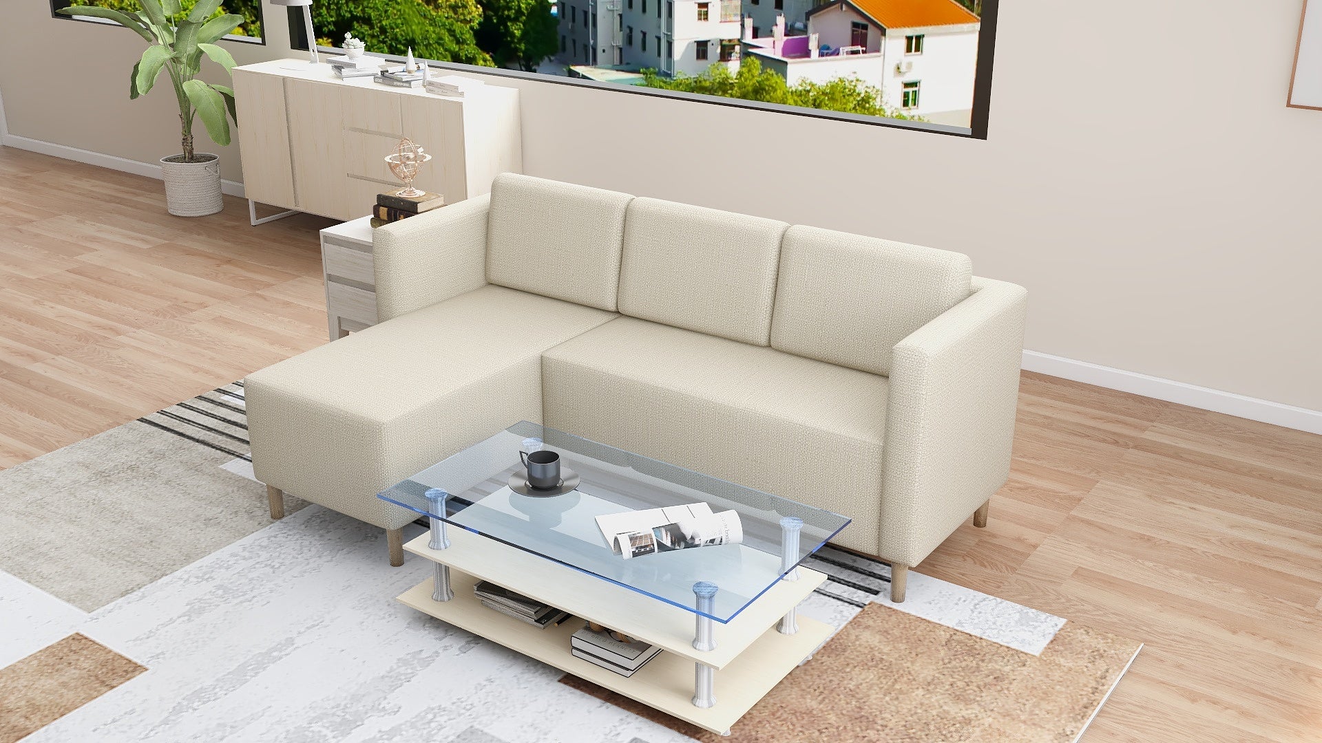 GAYNOUR L-Shape Fabric Sofa AF Home