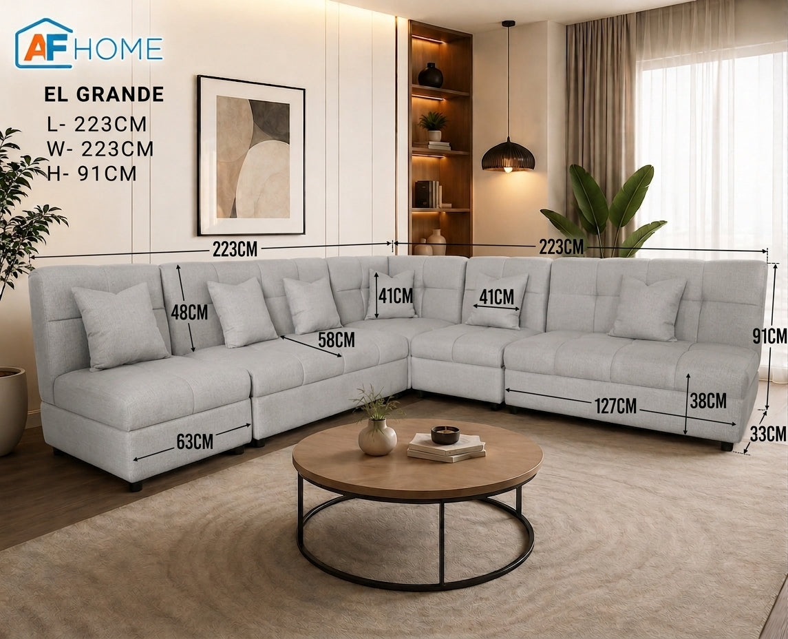 El Grande L-shape Fabric Sofa Luxe Life PH