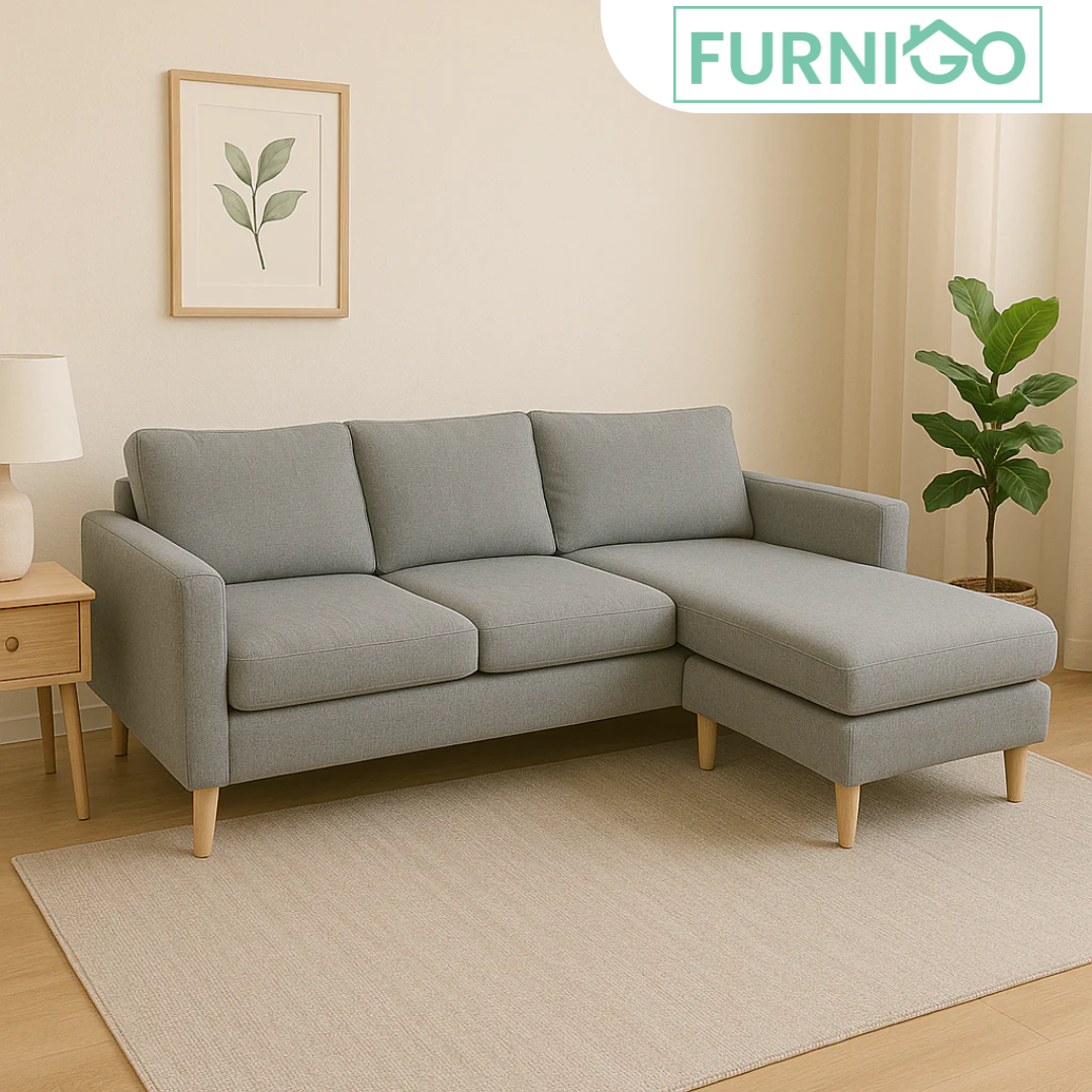 GINO Modern Upholstered L-Shape Fabric Sofa Furnigo